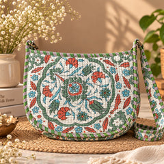 White Quilted Cotton Sling Bag
